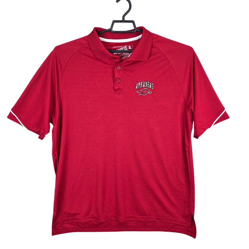 Mens  Campus Heritage Arkansas Razorbacks Red Polo Shirt Short Sleeve Size XL